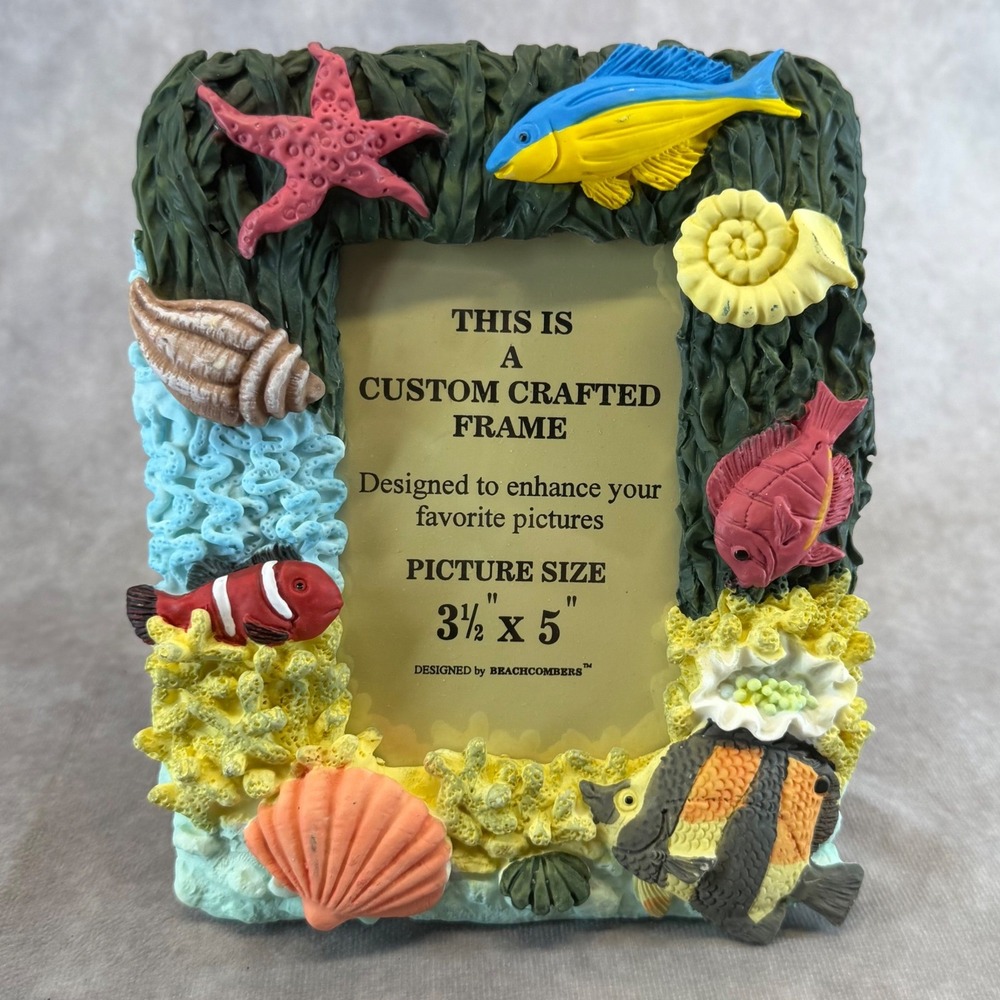 Beachcombers Nautical Picture Frame Unisex 3.5x5 Multicolor 3D Sea Life Fish